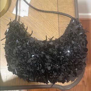 H&M Beaded Black Sequin Beaded Shoulder Bag